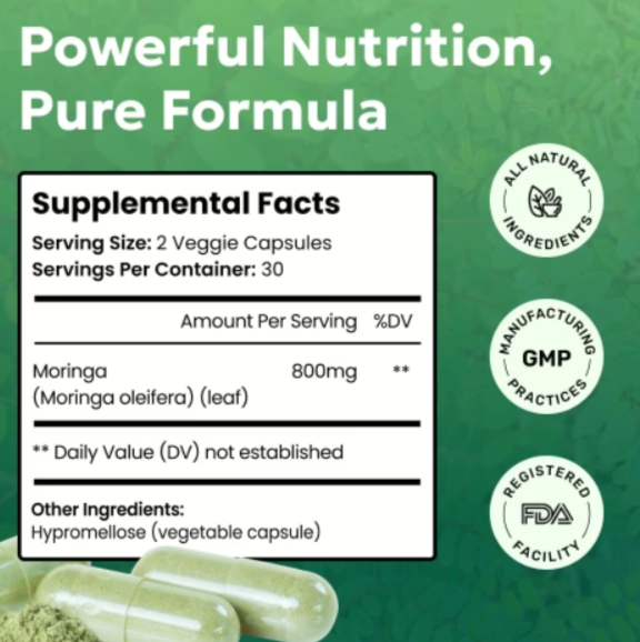 WellaNaturals-Moringa-Pills- Supplement Facts